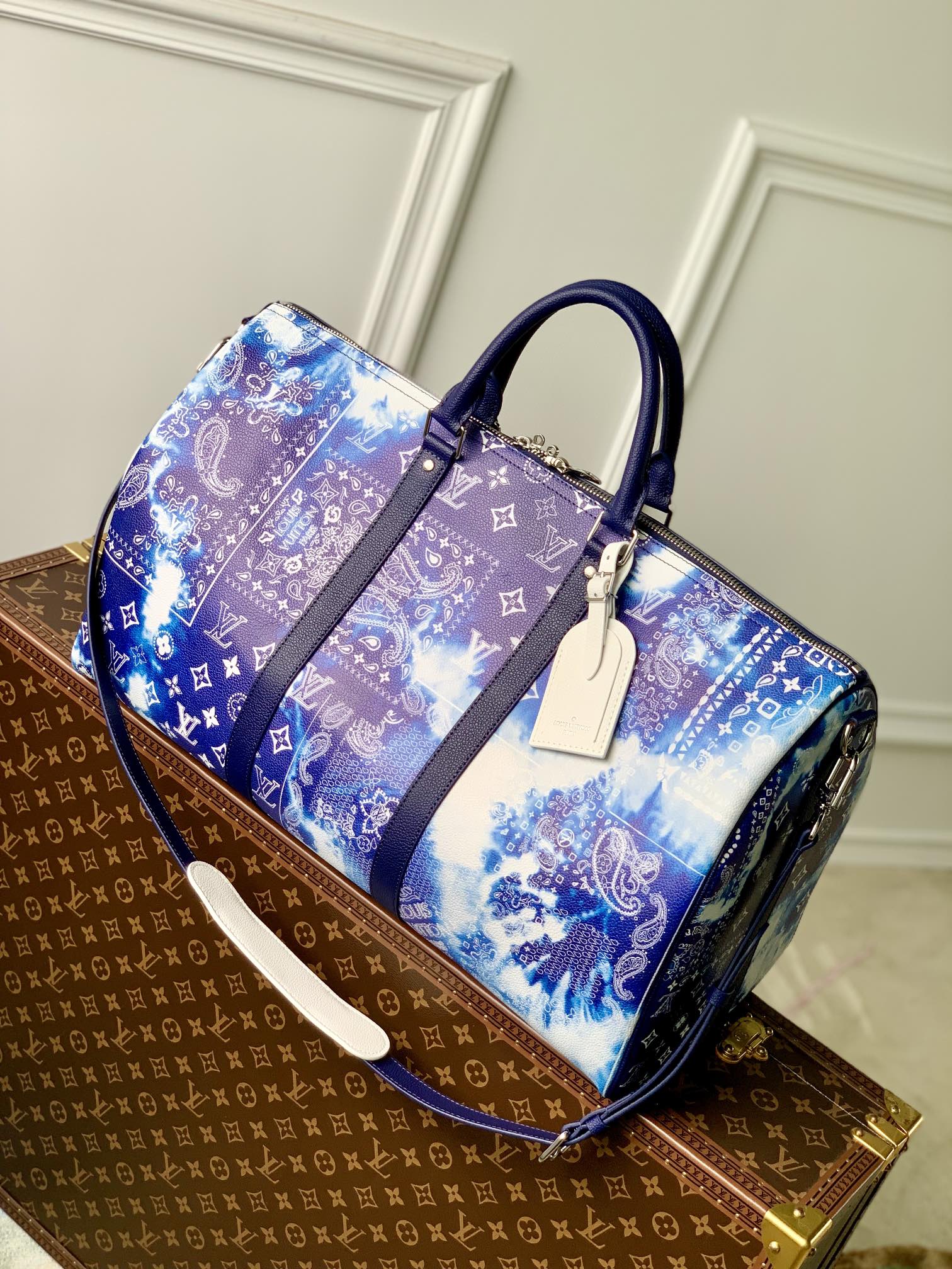 原单M20558蓝色 Keepall Bandoulière 50 软质旅行袋