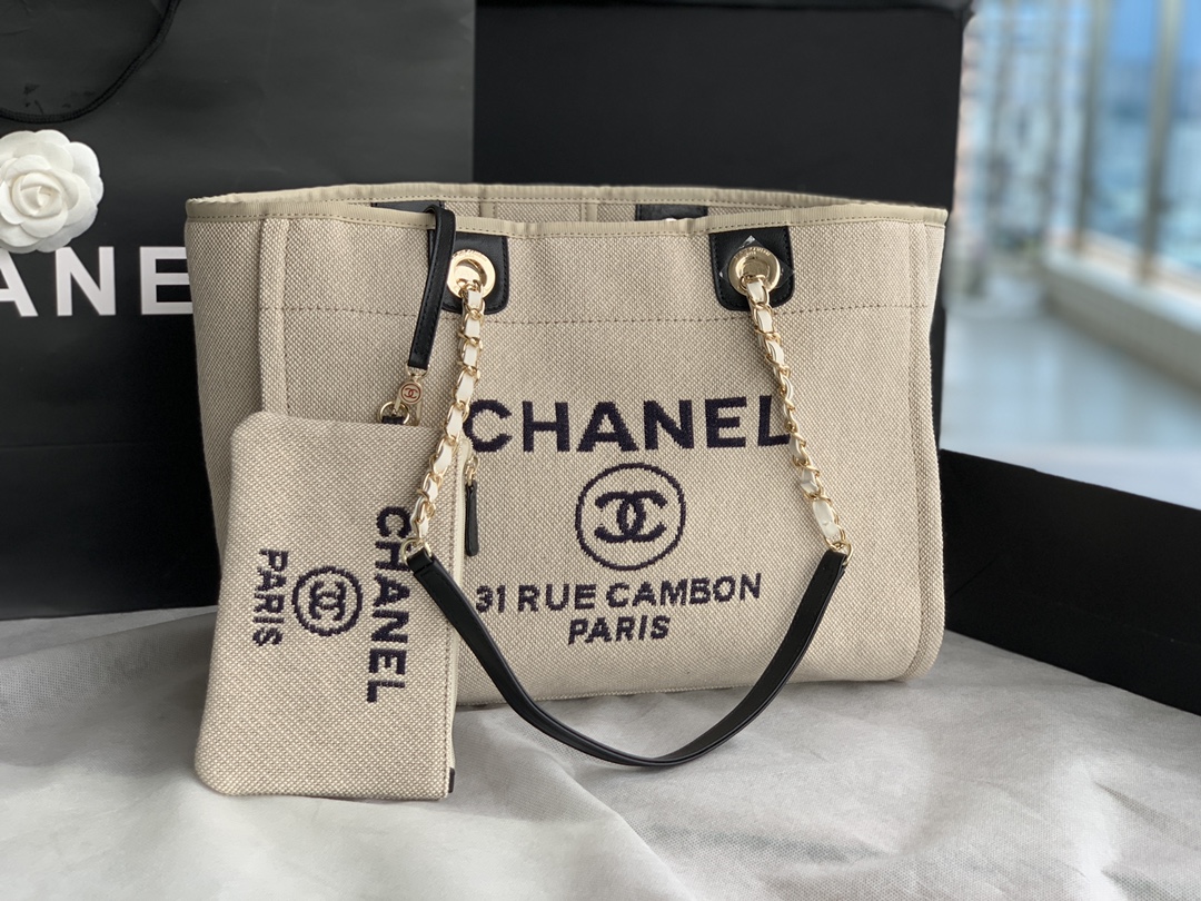 CHANEL   型号：66941 2022新款新色母子沙滩牛仔帆布包