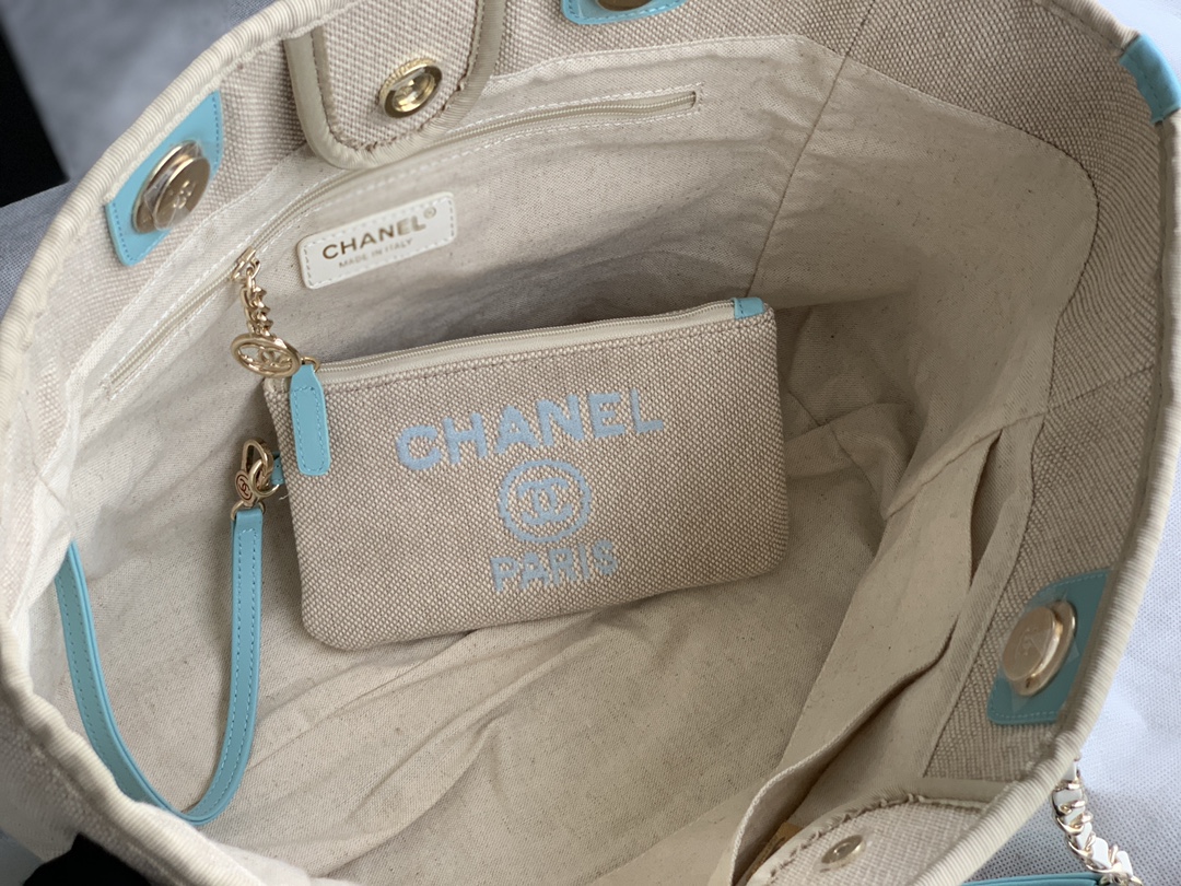 CHANEL   型号：66941 2022新款新色母子沙滩牛仔帆布包