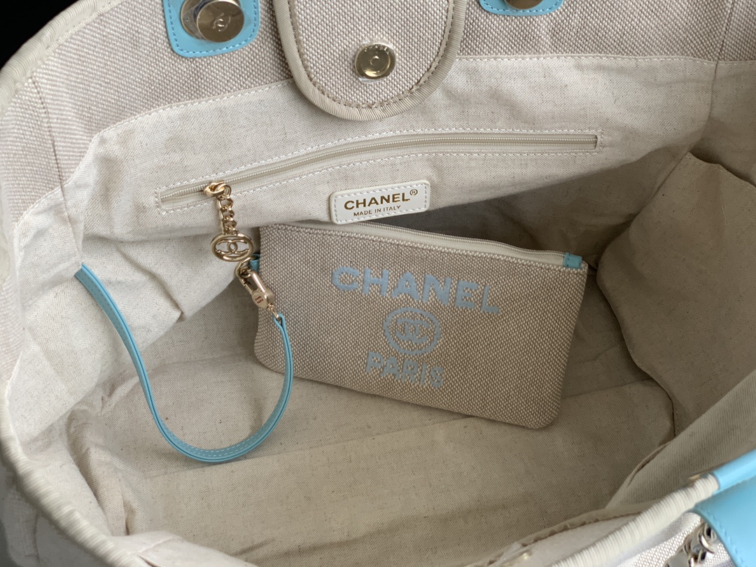 CHANEL   型号：66941 2022新款新色母子沙滩牛仔帆布包