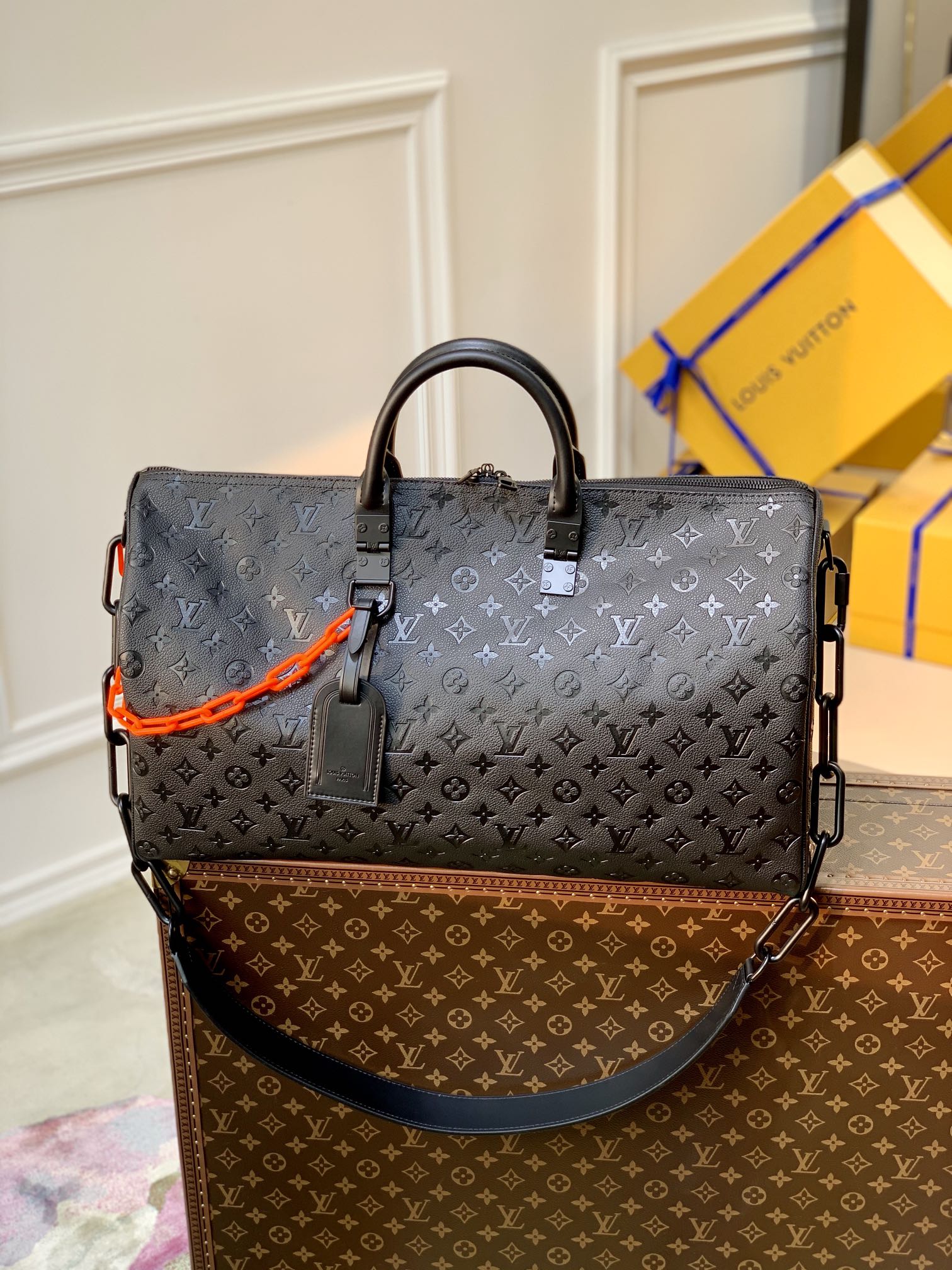 原单M44470 全皮压花 Keepall