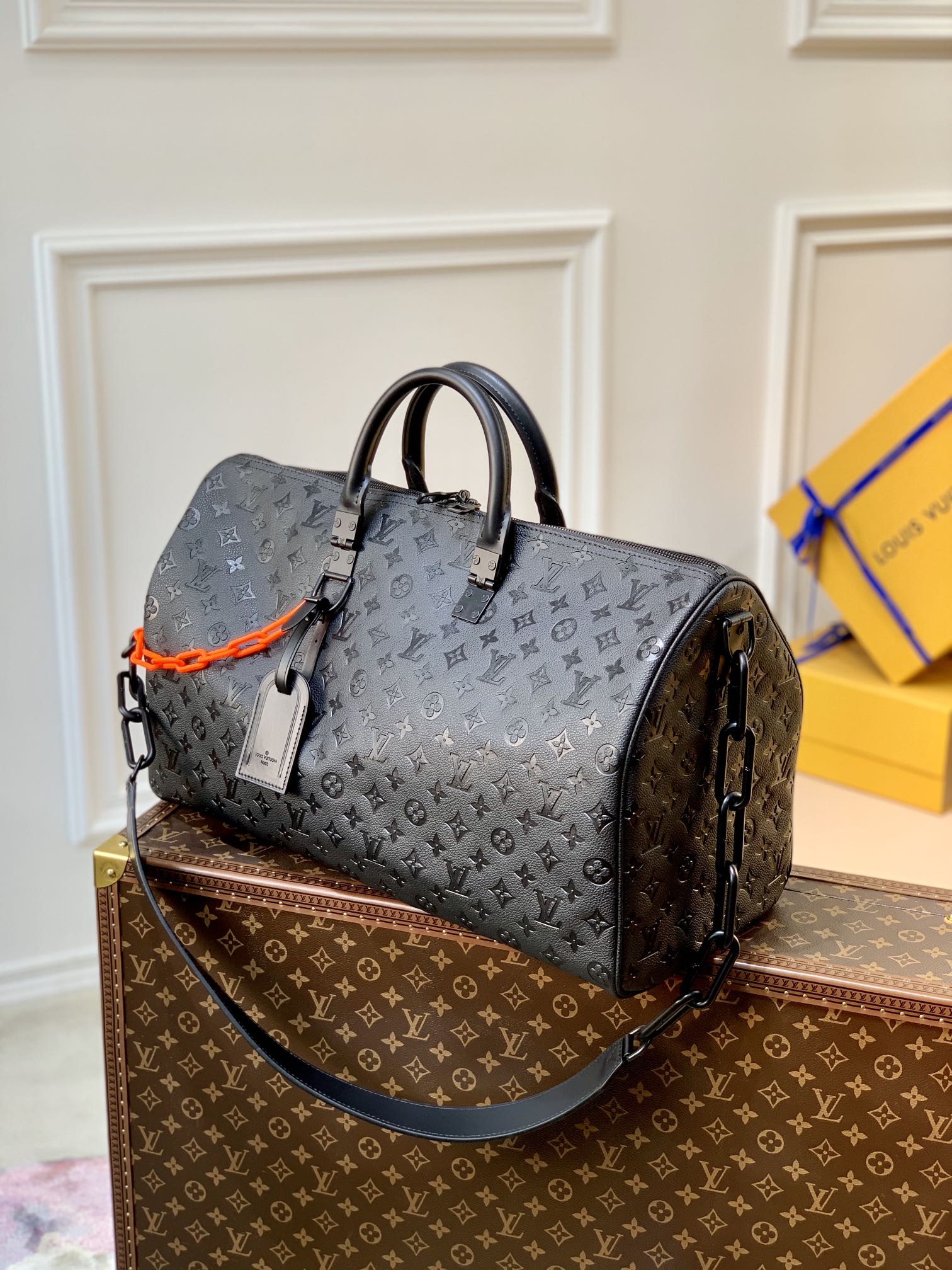 原单M44470 全皮压花 Keepall