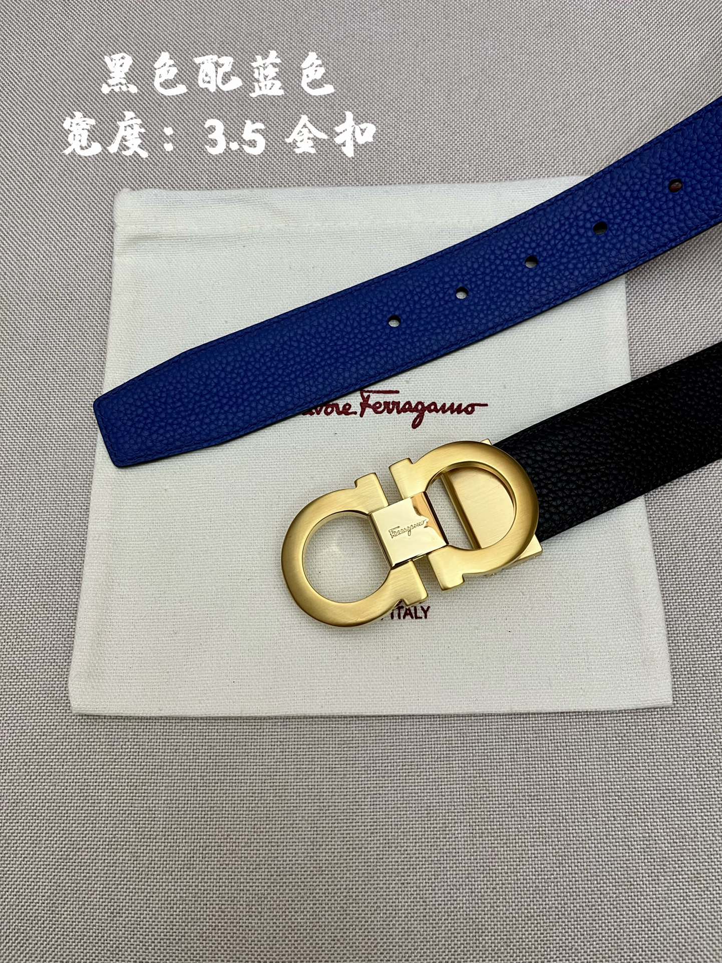 Ferragamo菲拉格慕男士专柜对版头层牛皮双面外用腰带