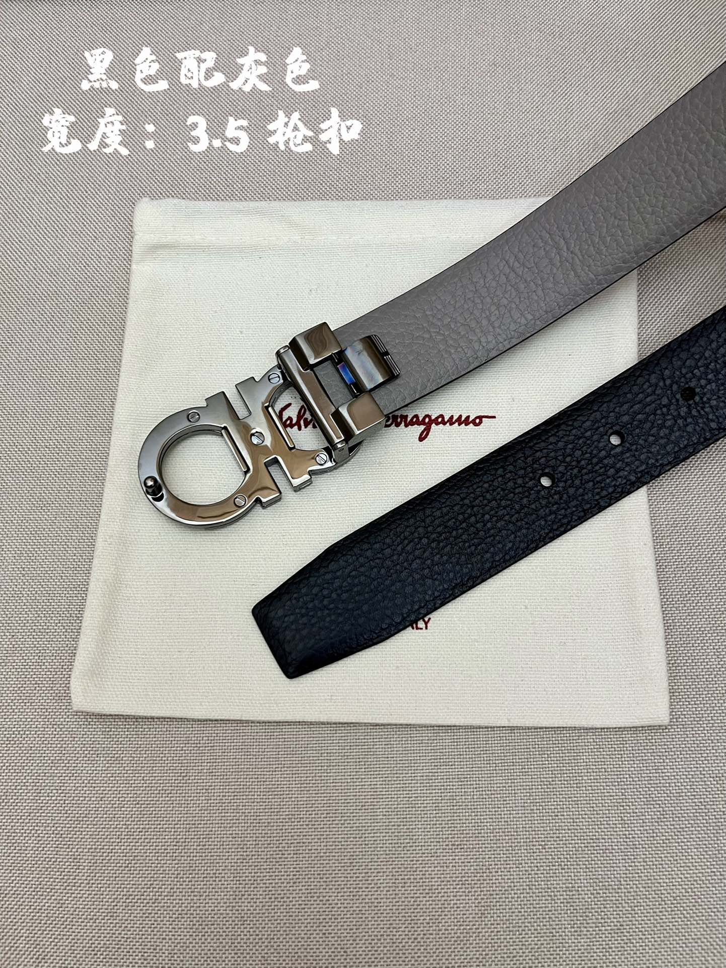 Ferragamo菲拉格慕男士专柜对版头层牛皮双面外用腰带