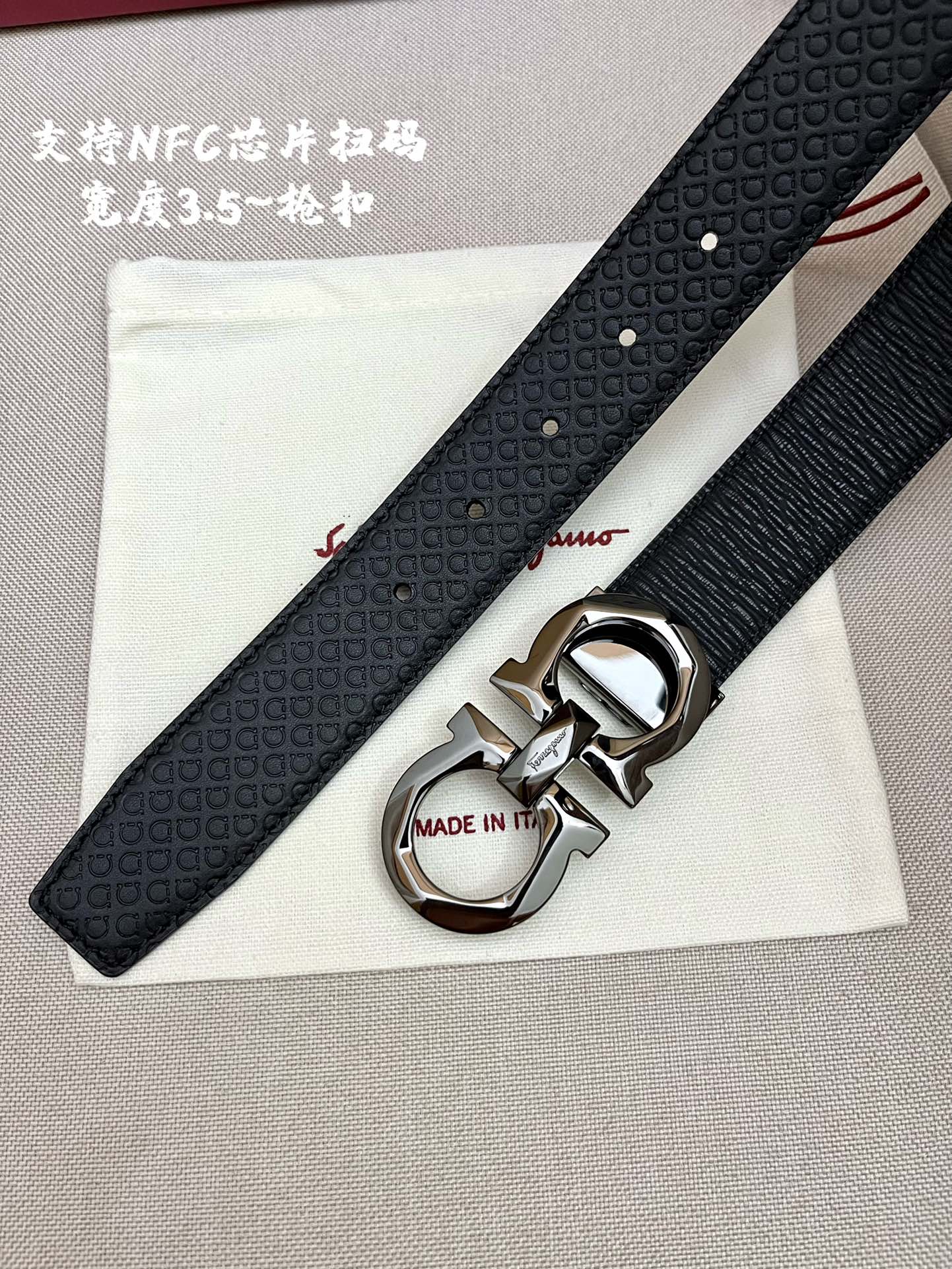 Ferragamo菲拉格慕男士专柜对版头层牛皮双面外用腰带