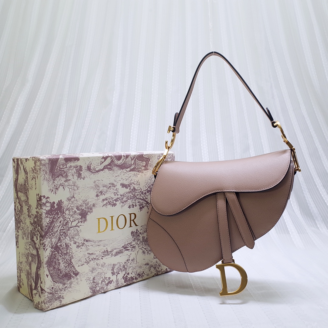 Dior Saddle 顶级粉色手掌纹 马鞍包