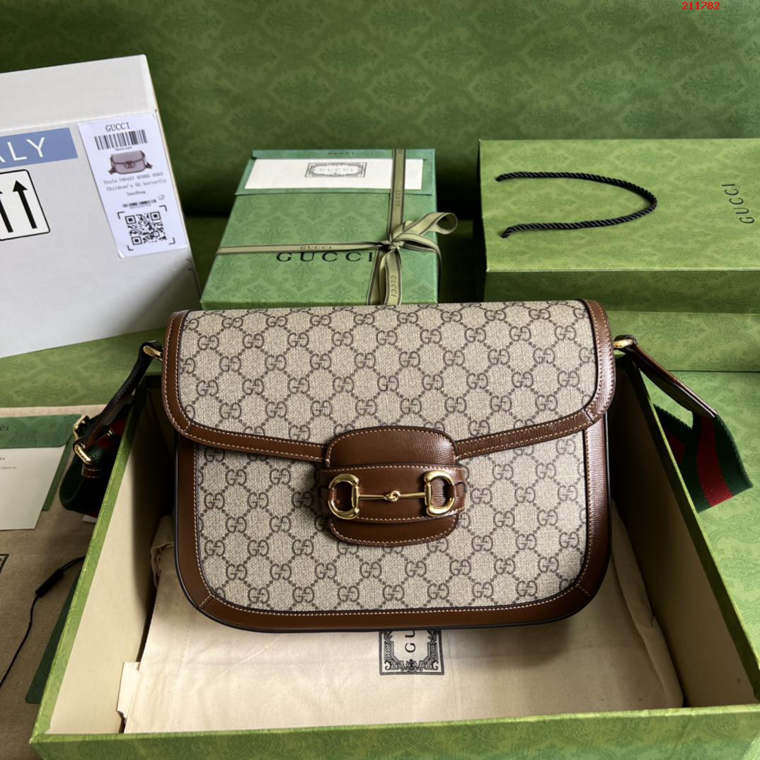 Gucci Horsebit 1955单肩包700457棕色 pvc原厂皮