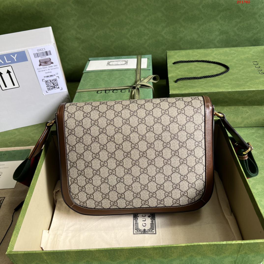 Gucci Horsebit 1955单肩包700457棕色 pvc原厂皮