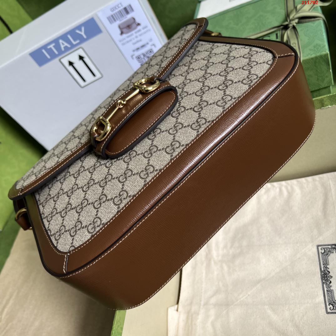 Gucci Horsebit 1955单肩包700457棕色 pvc原厂皮