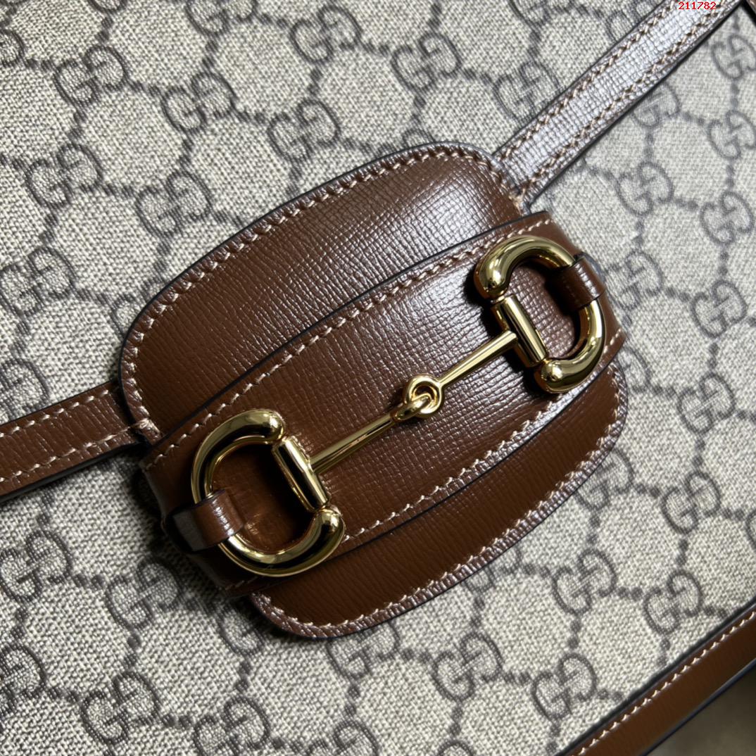 Gucci Horsebit 1955单肩包700457棕色 pvc原厂皮