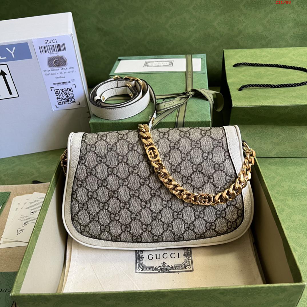 Gucci Blondie互扣老花(原厂皮老花款)699268白色 pvc。