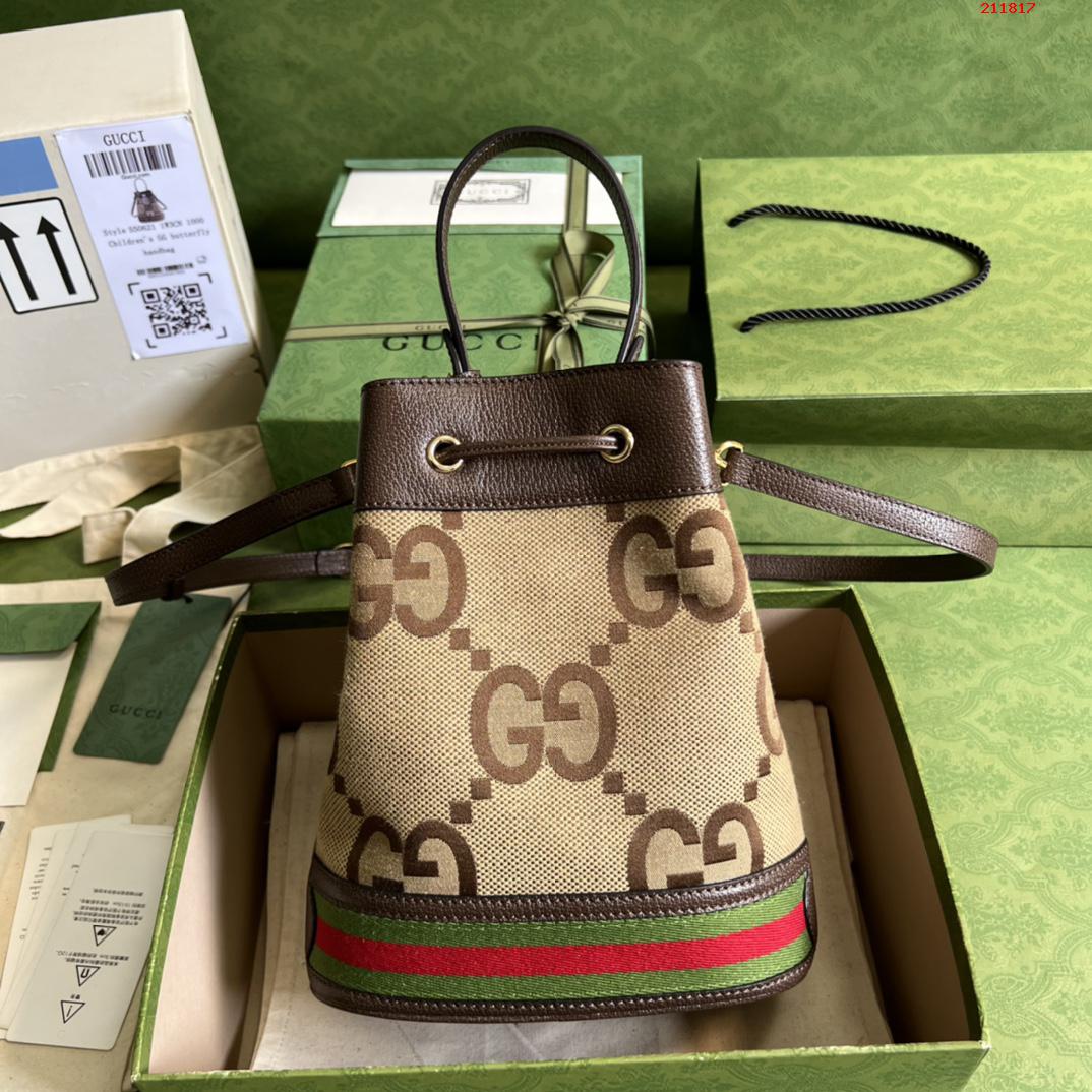 Gucci meo vintage 桶包，迷你包款号：550621棕色 大G帆布