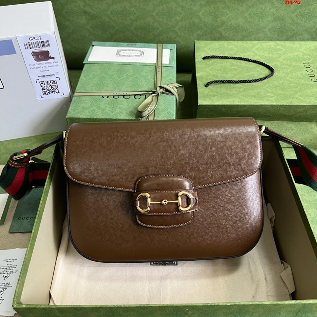 Gucci Horsebit 1955单肩包700457棕色 原厂皮