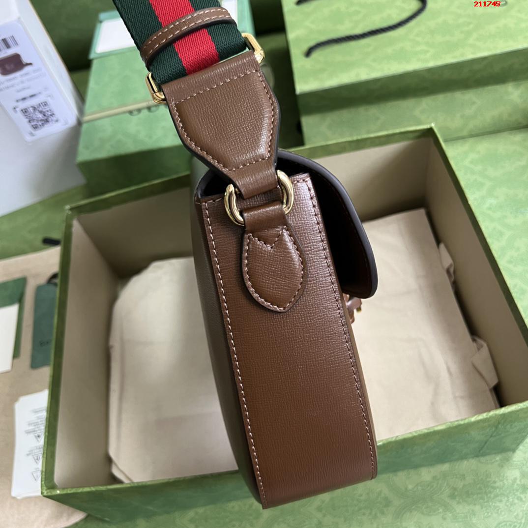 Gucci Horsebit 1955单肩包700457棕色 原厂皮