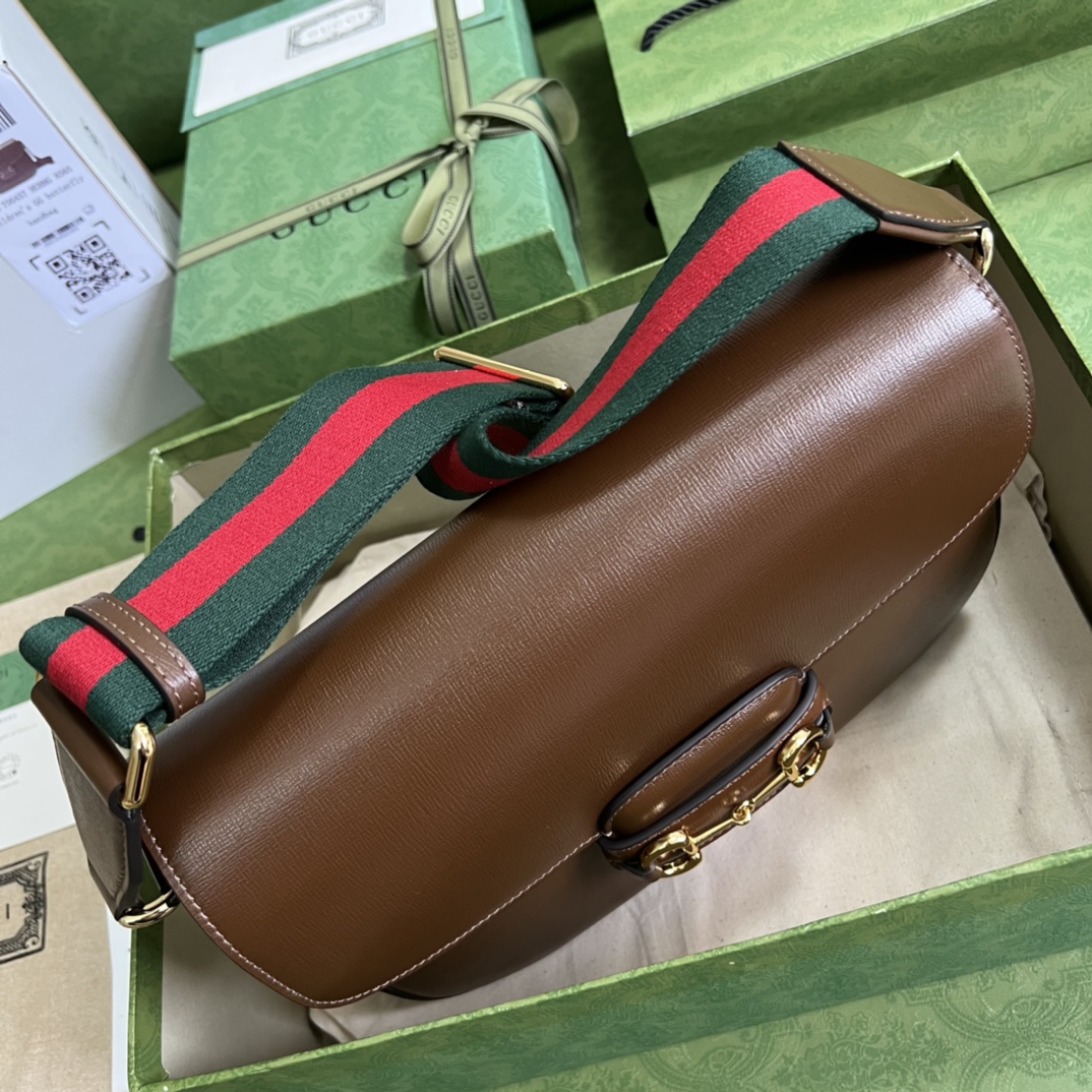 Gucci Horsebit 1955单肩包700457棕色 原厂皮