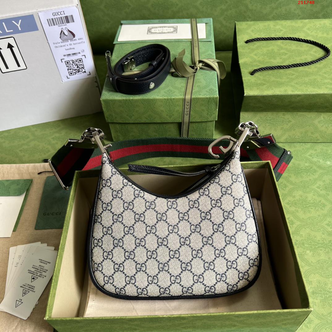 GG👉Gucci Attache系列小号肩背包699409蓝色 pvc