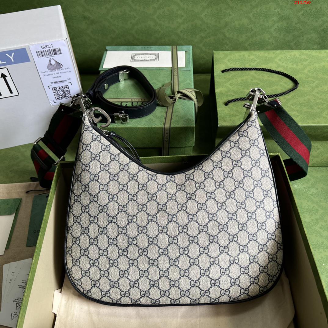 GG👉Gucci Attache系列大号肩背包 702823蓝色 pvc