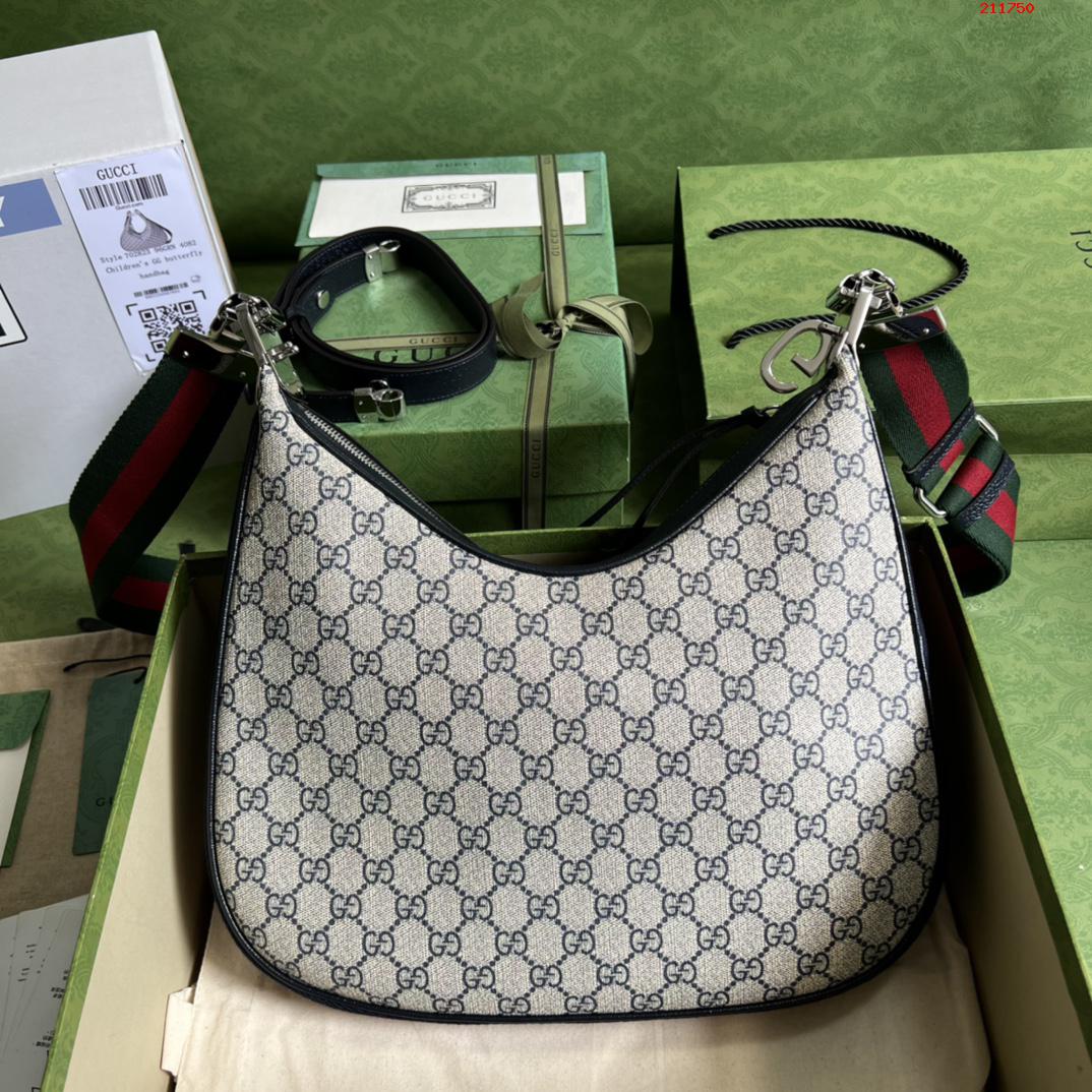 GG👉Gucci Attache系列大号肩背包 702823蓝色 pvc