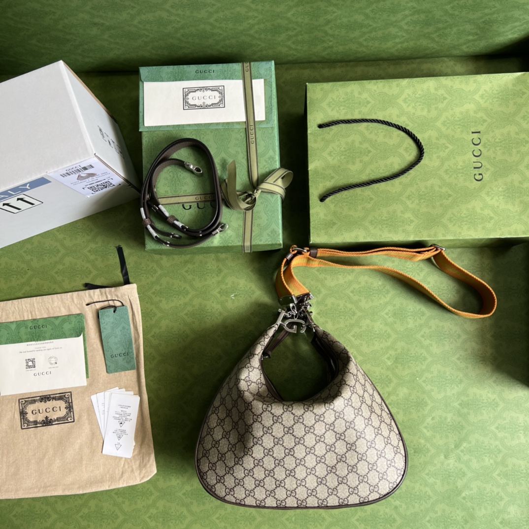 GG👉Gucci Attache系列大号肩背包 702823棕色 pvc