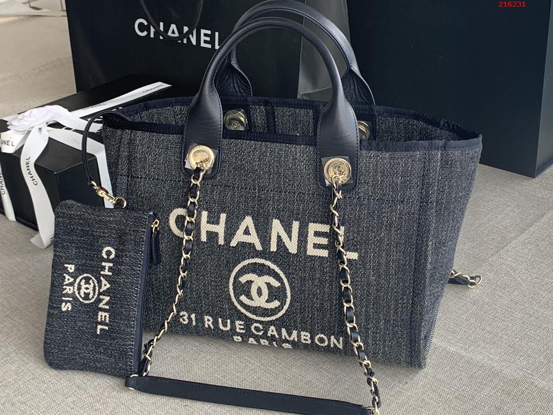 CHANEL：型号：AS3257# 2022新色母子沙滩牛仔帆布包