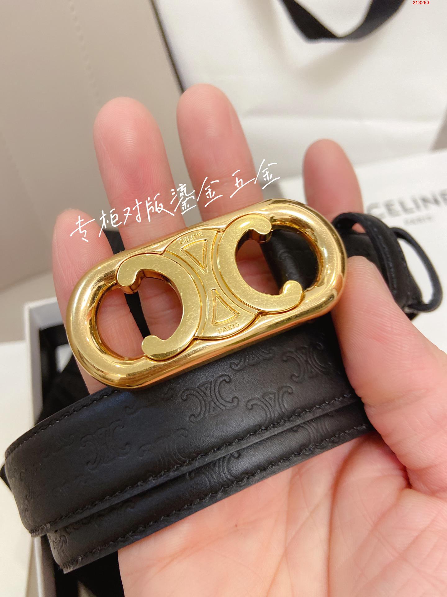 赛琳 TRIOMPHE中号标志印花牛皮腰带