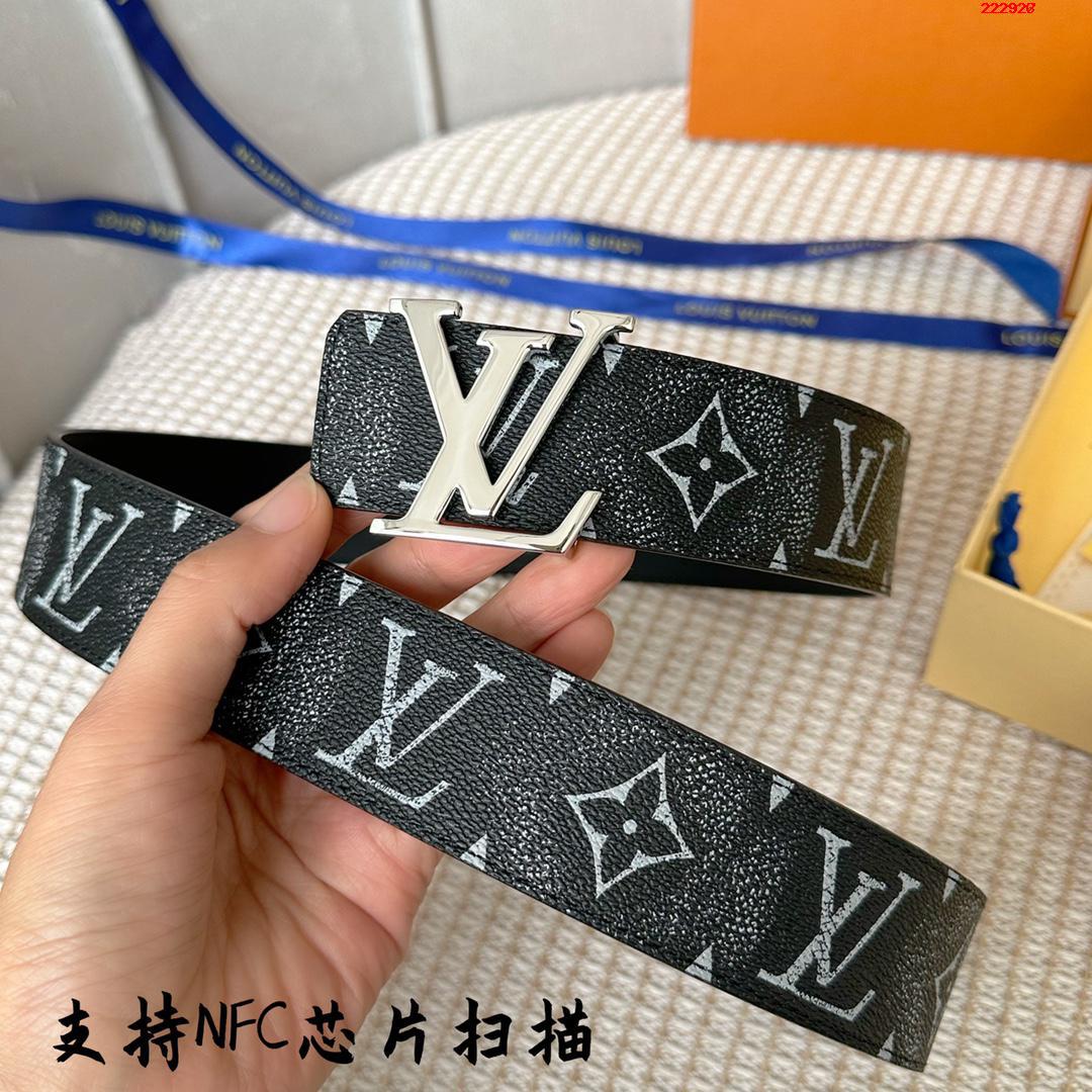 -LV 路易威登  40mm 经典老花配进口小牛皮底皮 