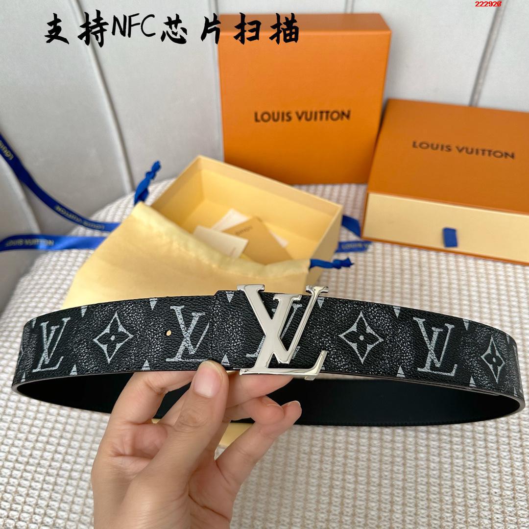 -LV 路易威登  40mm 经典老花配进口小牛皮底皮 