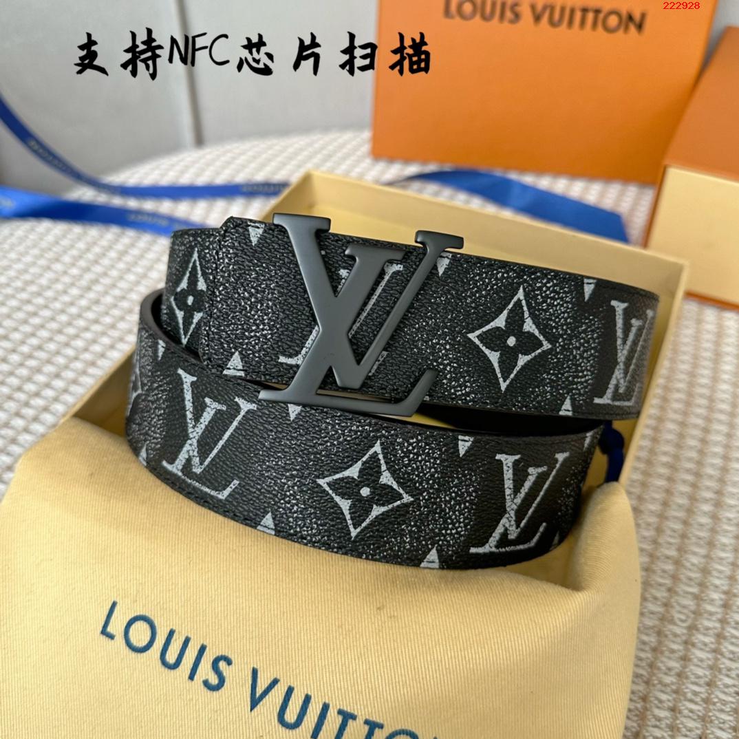 -LV 路易威登  40mm 经典老花配进口小牛皮底皮 