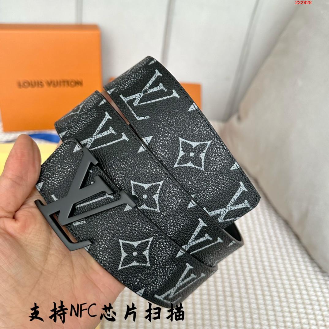 -LV 路易威登  40mm 经典老花配进口小牛皮底皮 