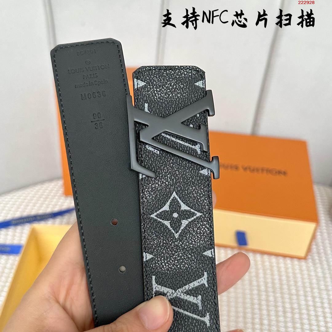 -LV 路易威登  40mm 经典老花配进口小牛皮底皮 