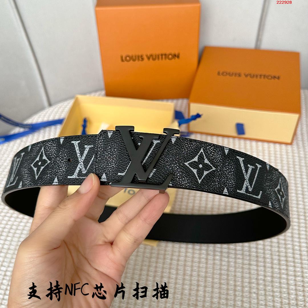 -LV 路易威登  40mm 经典老花配进口小牛皮底皮 