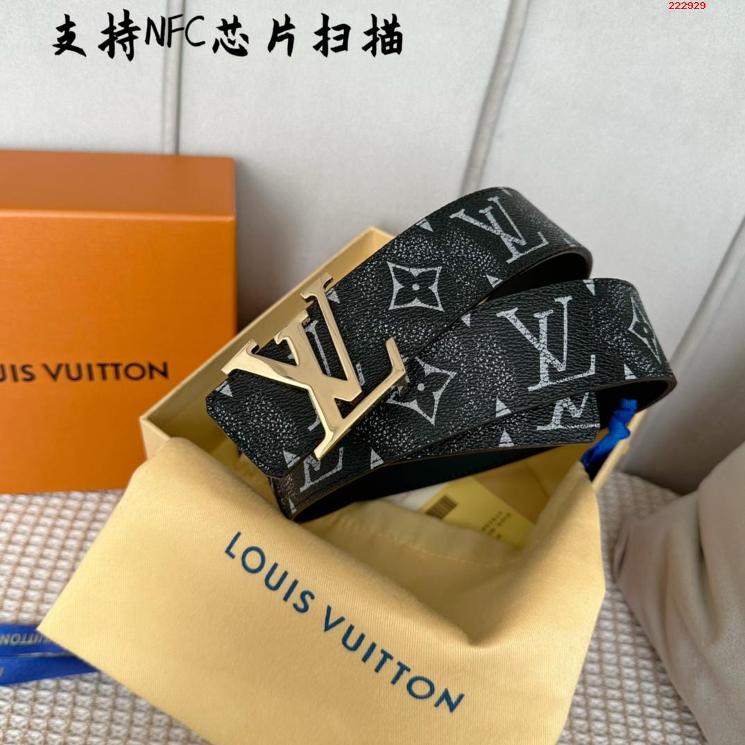 -LV 路易威登  40mm 经典老花配进口小牛皮底皮 