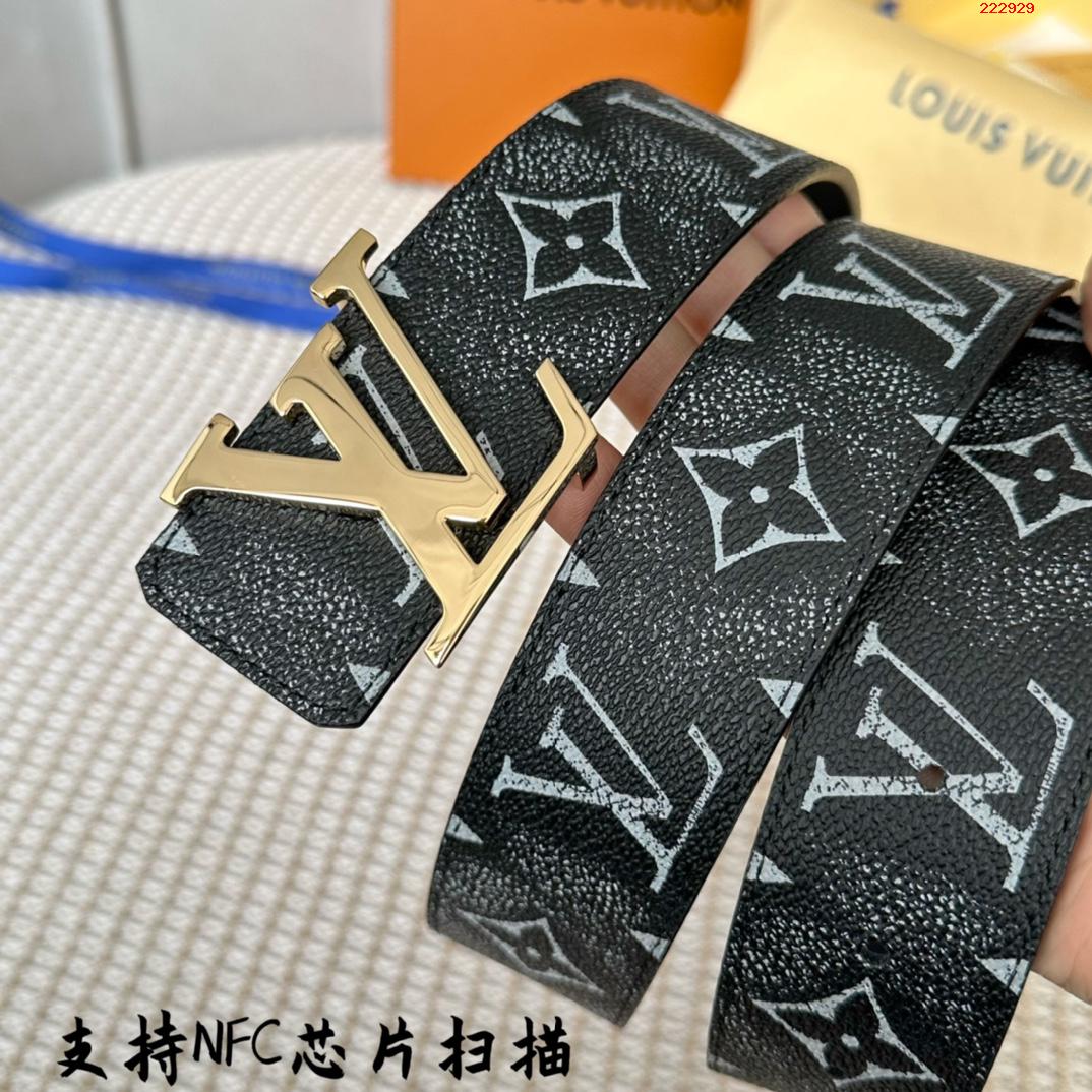 -LV 路易威登  40mm 经典老花配进口小牛皮底皮 