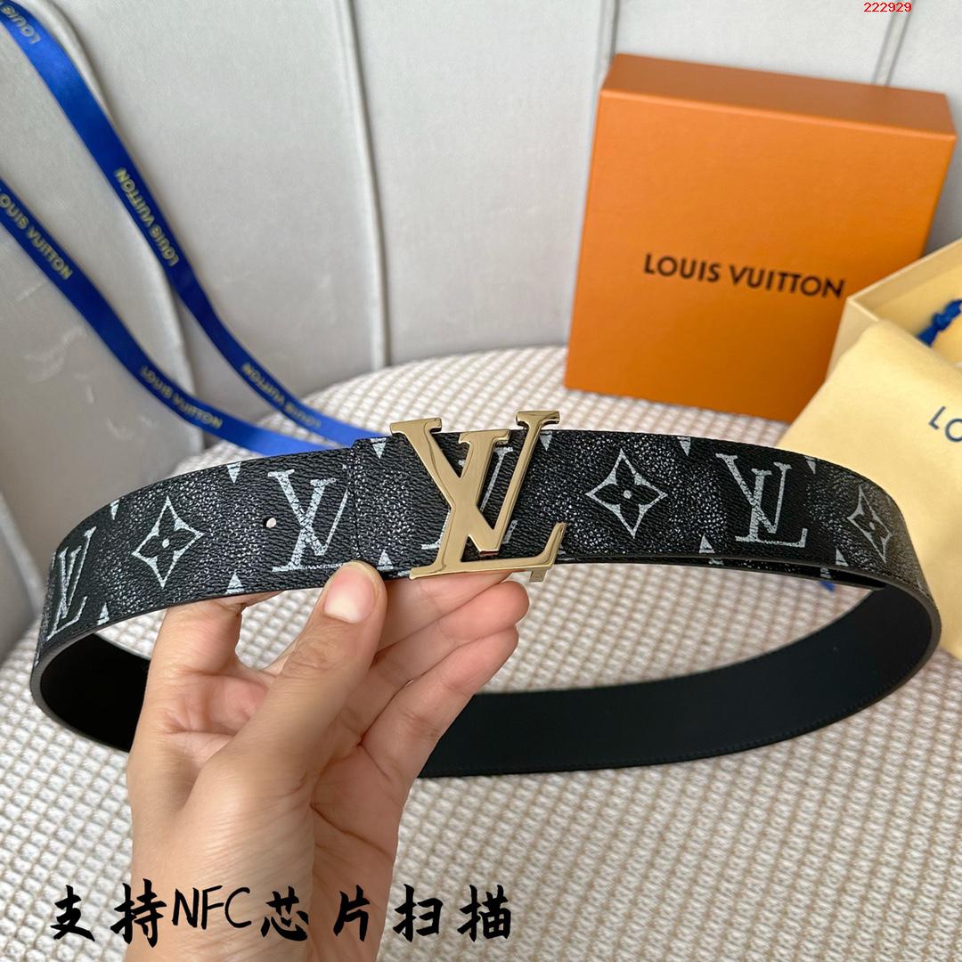 -LV 路易威登  40mm 经典老花配进口小牛皮底皮 