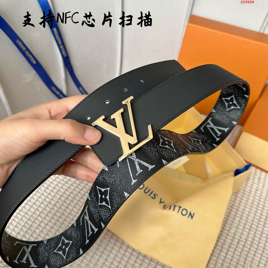 -LV 路易威登  40mm 经典老花配进口小牛皮底皮 