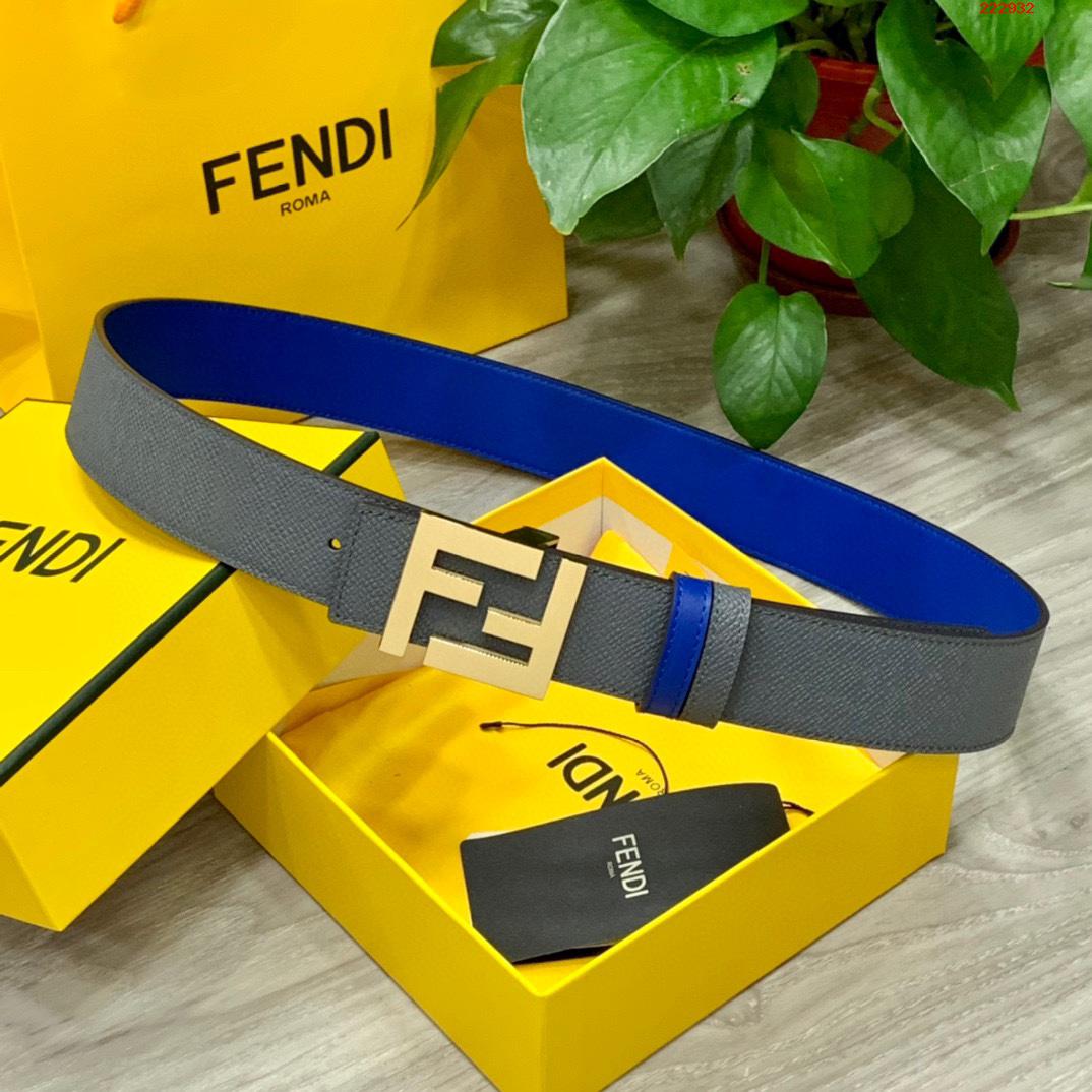 -FENDI 芬迪 专柜同款 宽4.0CM 双面头发层牛皮