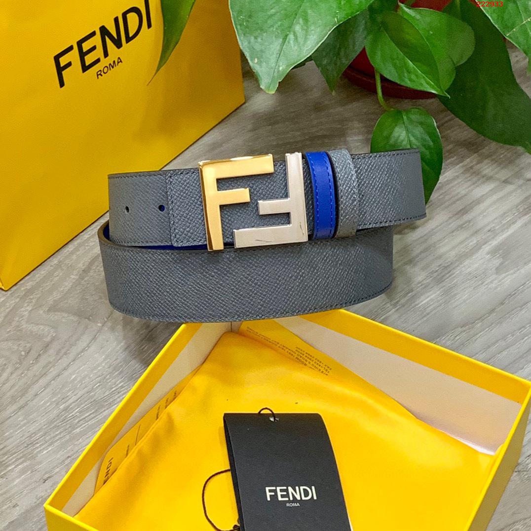 -FENDI 芬迪 专柜同款 宽4.0CM 双面头发层牛皮