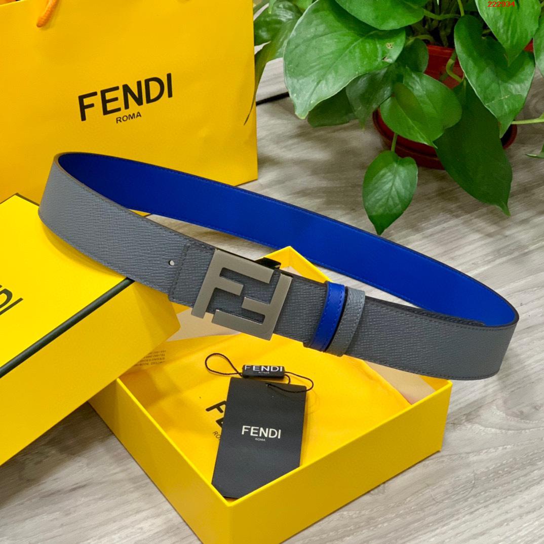 -FENDI 芬迪 专柜同款 宽4.0CM 双面头发层牛皮