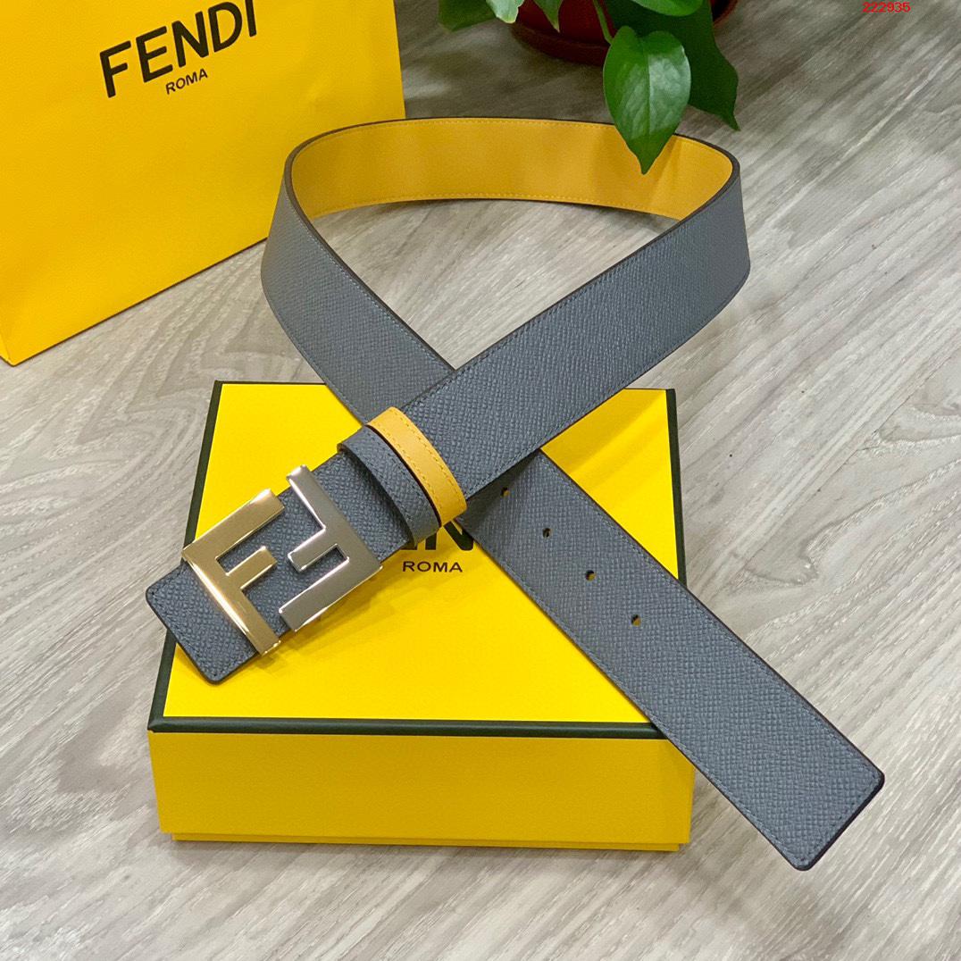 -FENDI 芬迪 专柜同款 宽4.0CM 双面头发层牛皮