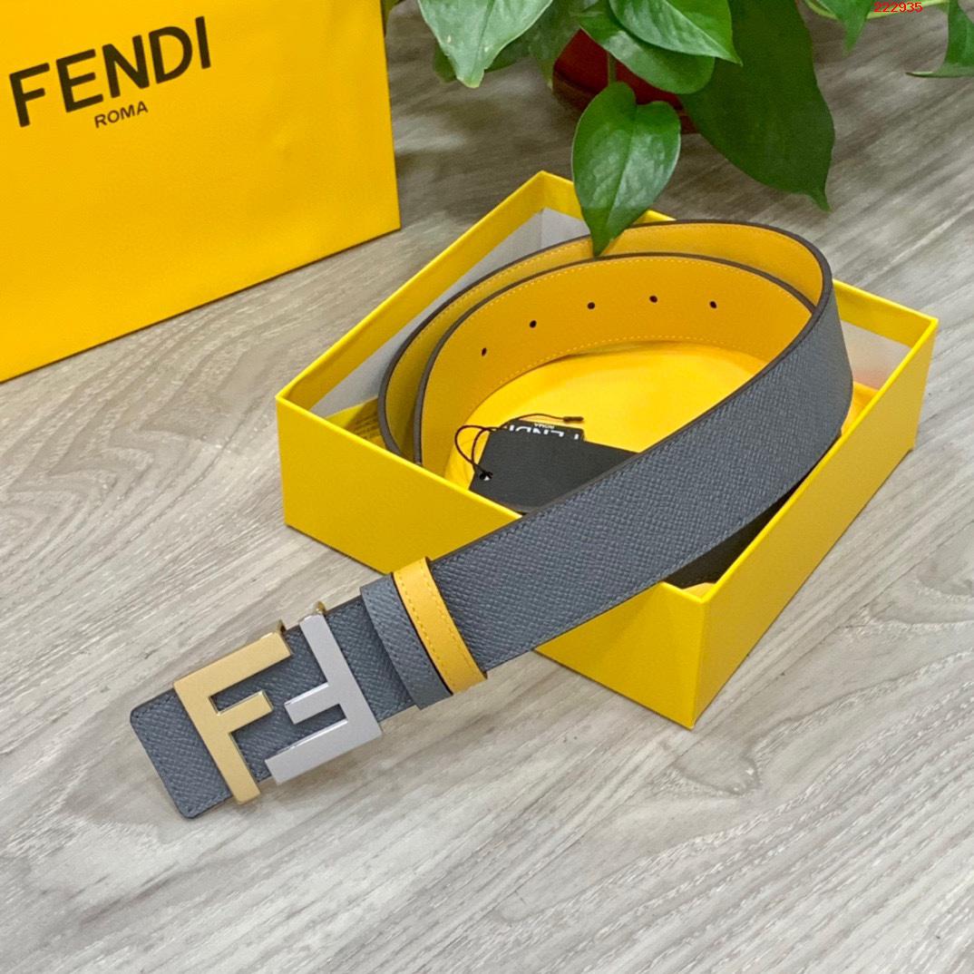 -FENDI 芬迪 专柜同款 宽4.0CM 双面头发层牛皮