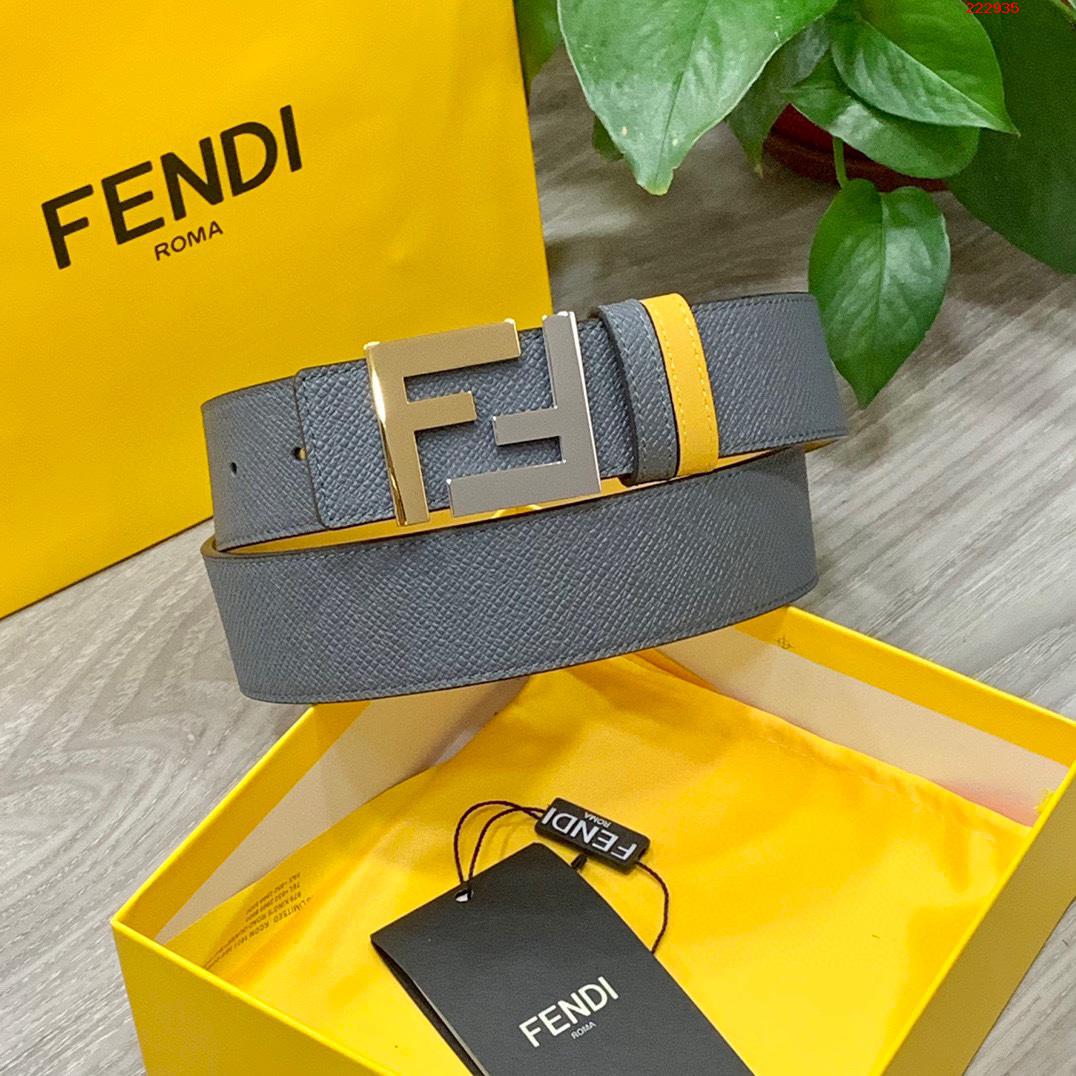 -FENDI 芬迪 专柜同款 宽4.0CM 双面头发层牛皮