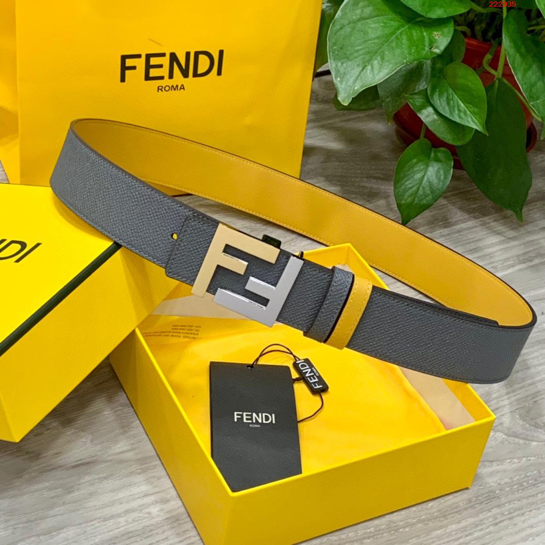 -FENDI 芬迪 专柜同款 宽4.0CM 双面头发层牛皮