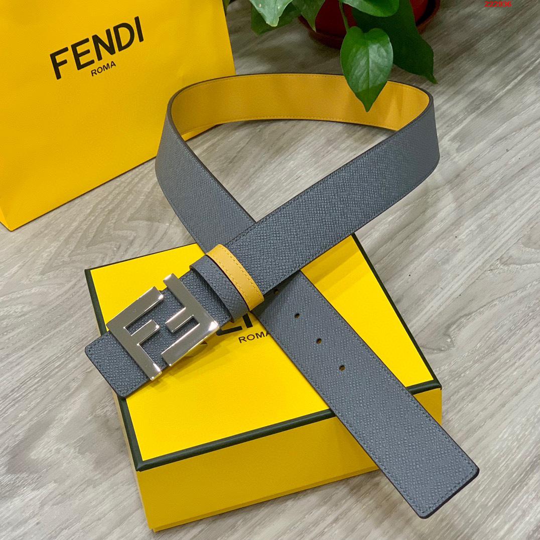 -FENDI 芬迪 专柜同款 宽4.0CM 双面头发层牛皮