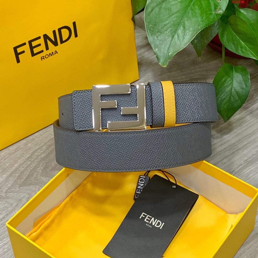 -FENDI 芬迪 专柜同款 宽4.0CM 双面头发层牛皮