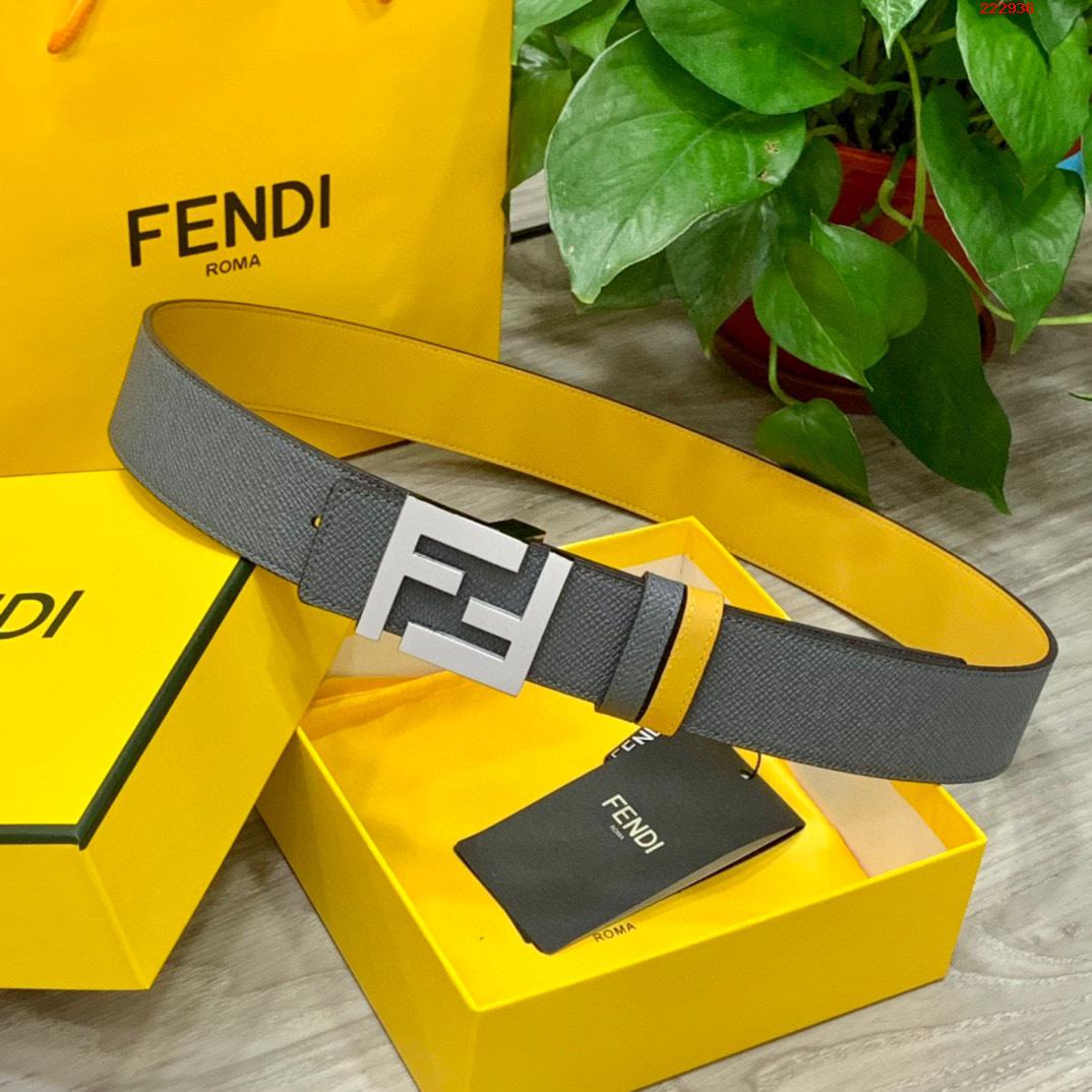 -FENDI 芬迪 专柜同款 宽4.0CM 双面头发层牛皮