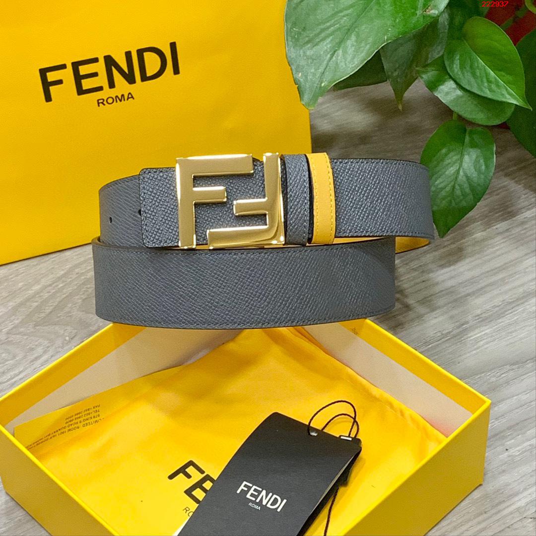 -FENDI 芬迪 专柜同款 宽4.0CM 双面头发层牛皮