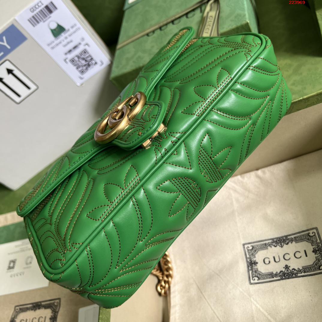    配全套原厂绿盒包装  adidas x Gucci联名系列迷你旅行包 型号 443497