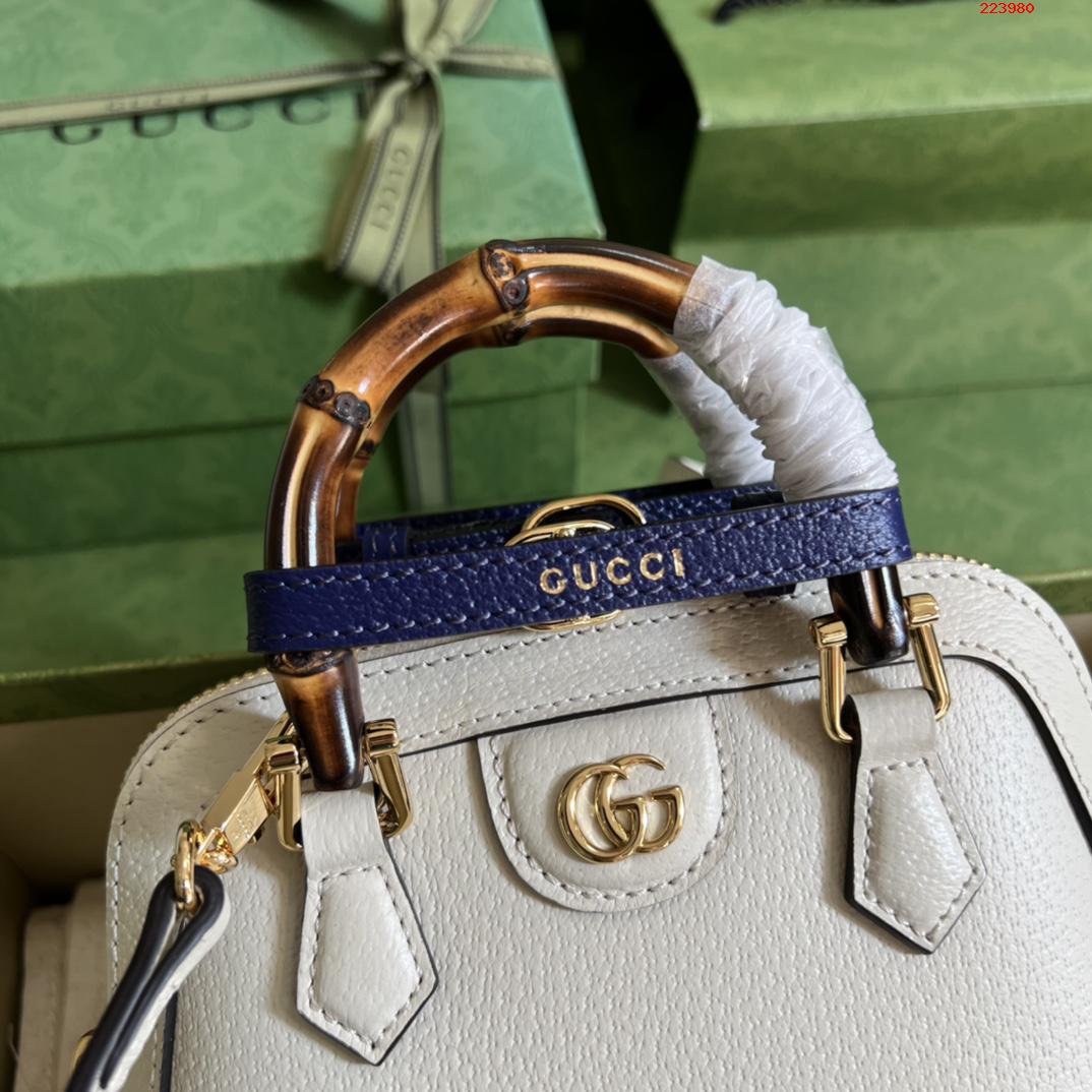    配全套原厂绿盒包装  Gucci Diana竹节迷你托特包  型号 715775